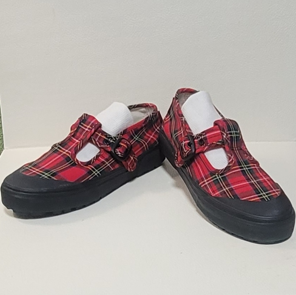 Vans Mary Jane Sneakers Red Tartan Plaid Sz 8 Style 93 - Picture 5 of 10
